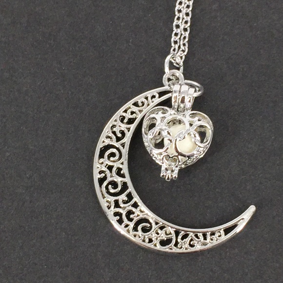 3/$21, Magic Moon Locket Glow In The Dark Necklace - Picture 3 of 4